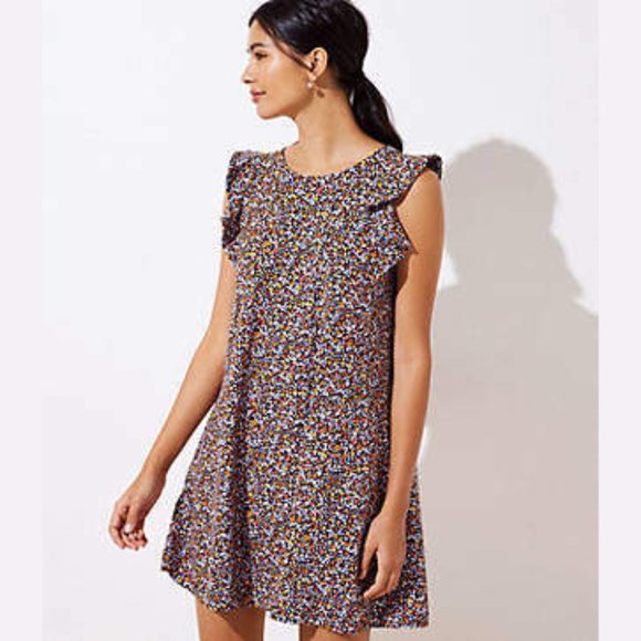 LOFT | Dresses | Loft Floral Flutter Sleeve Swing Dress | Poshmark